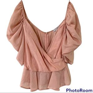 Pink Puff Sleeve Top by Favlux size medium